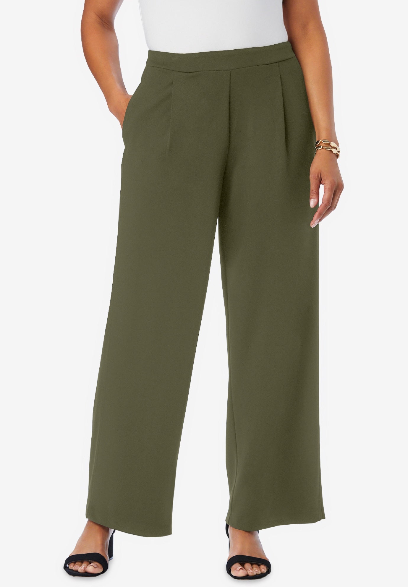 Stretch Knit Crepe Wide Leg Pant image number 0
