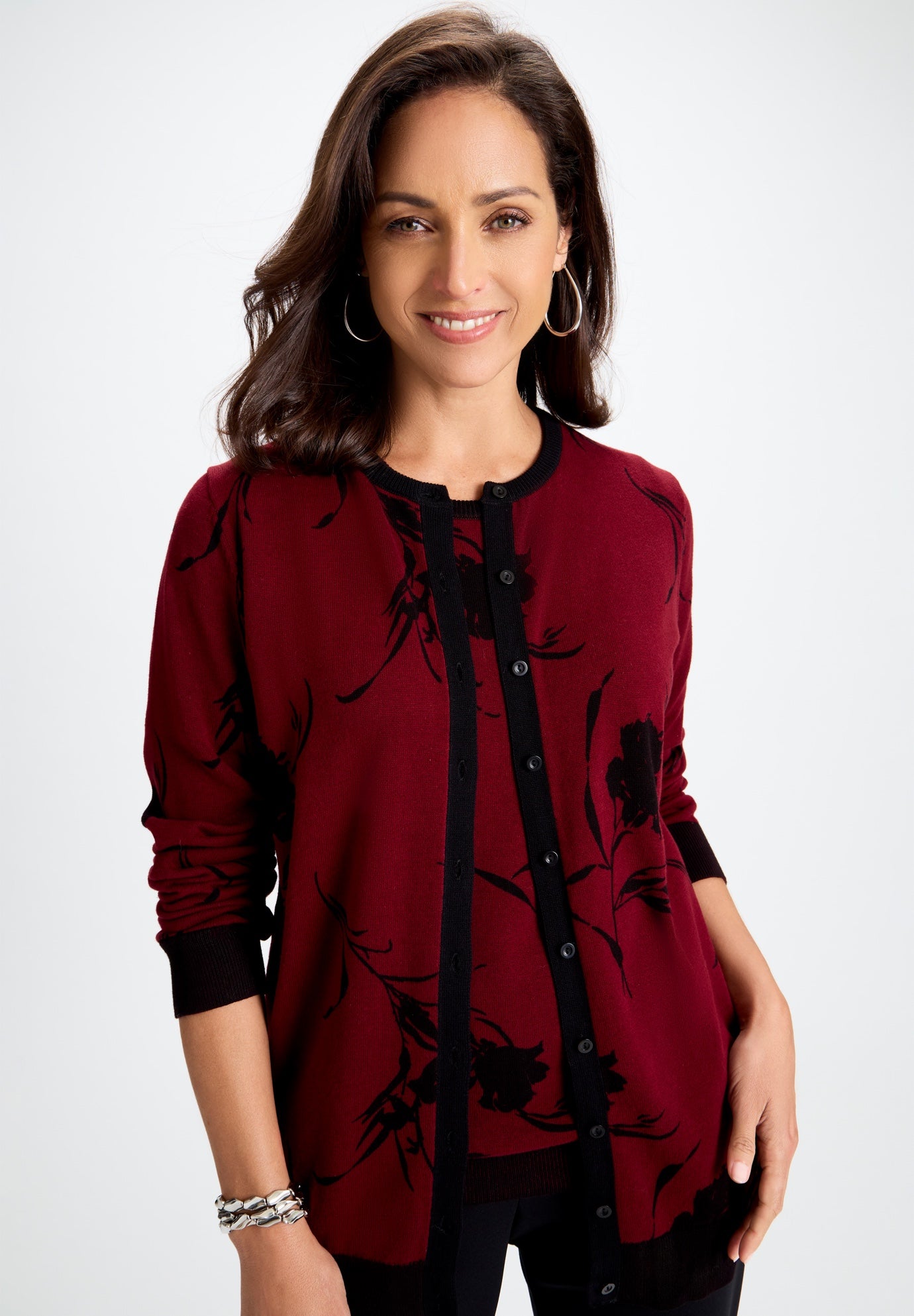 Fine Gauge Button-Front Cardigan image number 0