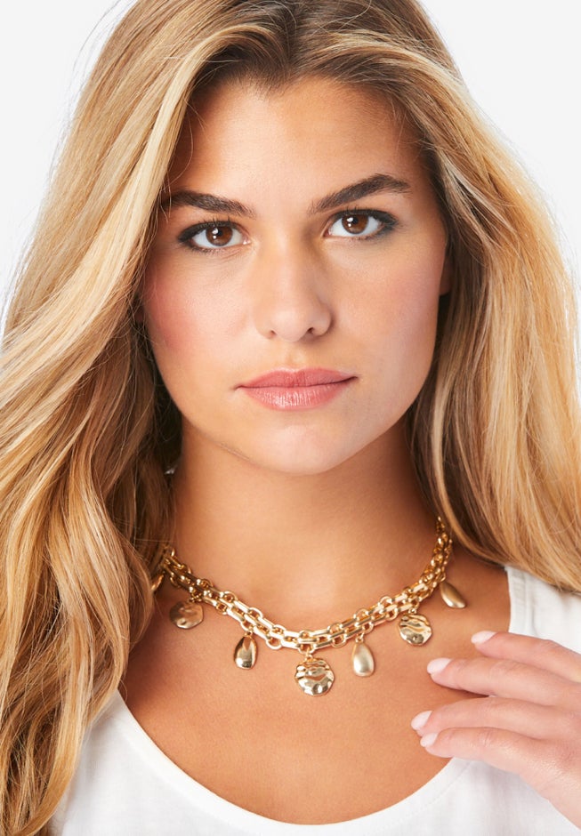 Hammered Chain Earring & Necklace Set image number 0