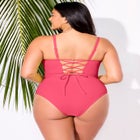 Underwire Lace Up One Piece Swimsuit image number null