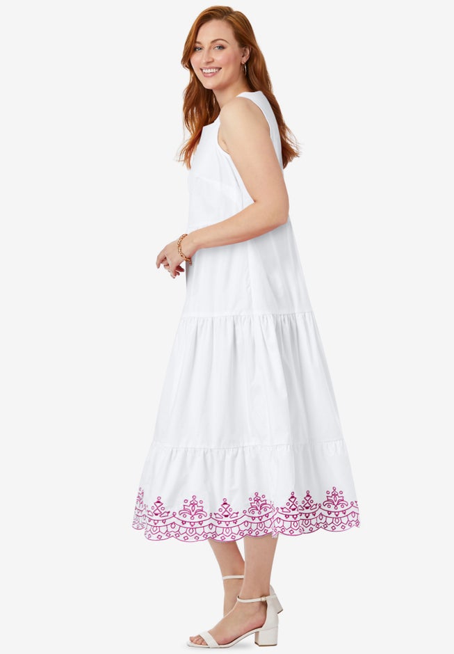 Sleeveless Eyelet Poplin Dress image number 2