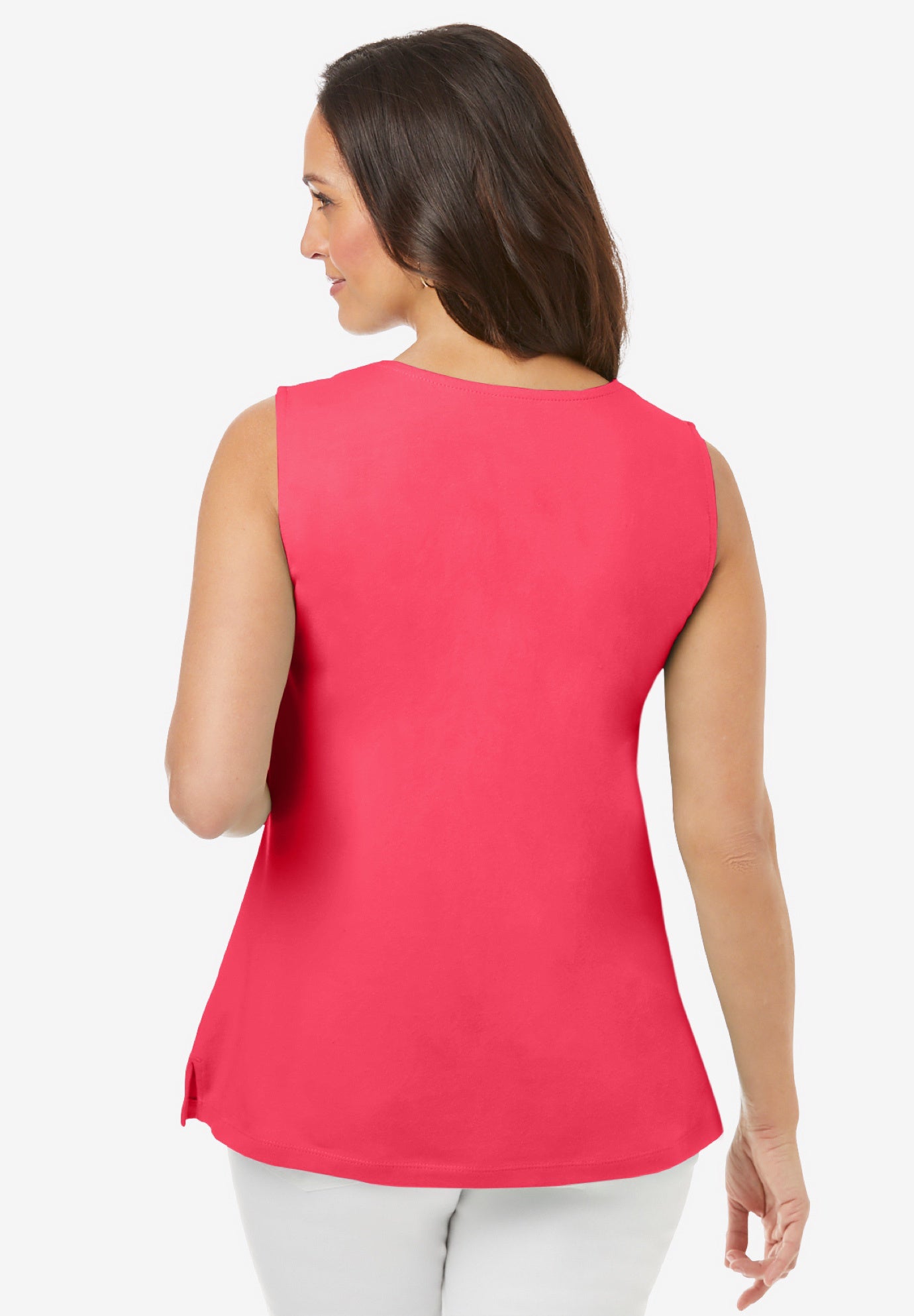 Stretch Cotton Square Neck Tank image number 1