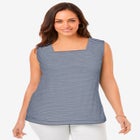 Stretch Cotton Square Neck Tank image number null