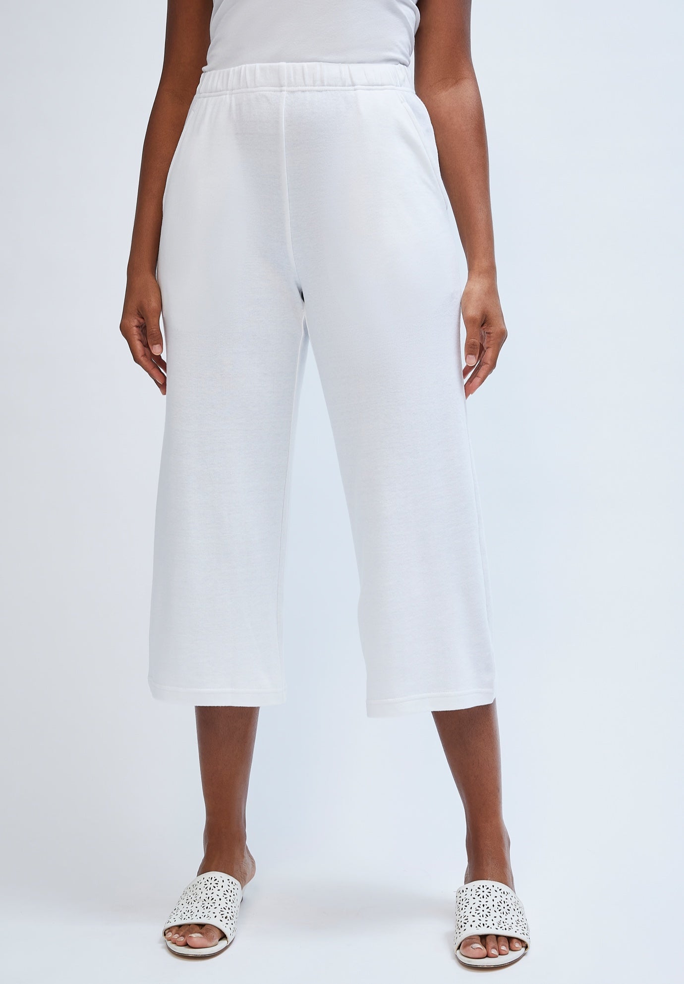 Soft Ease Cotton Knit Cropped Wide Leg Pant image number 0