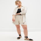 Linen-Blend Pull-On Elastic Waist Shorts image number null