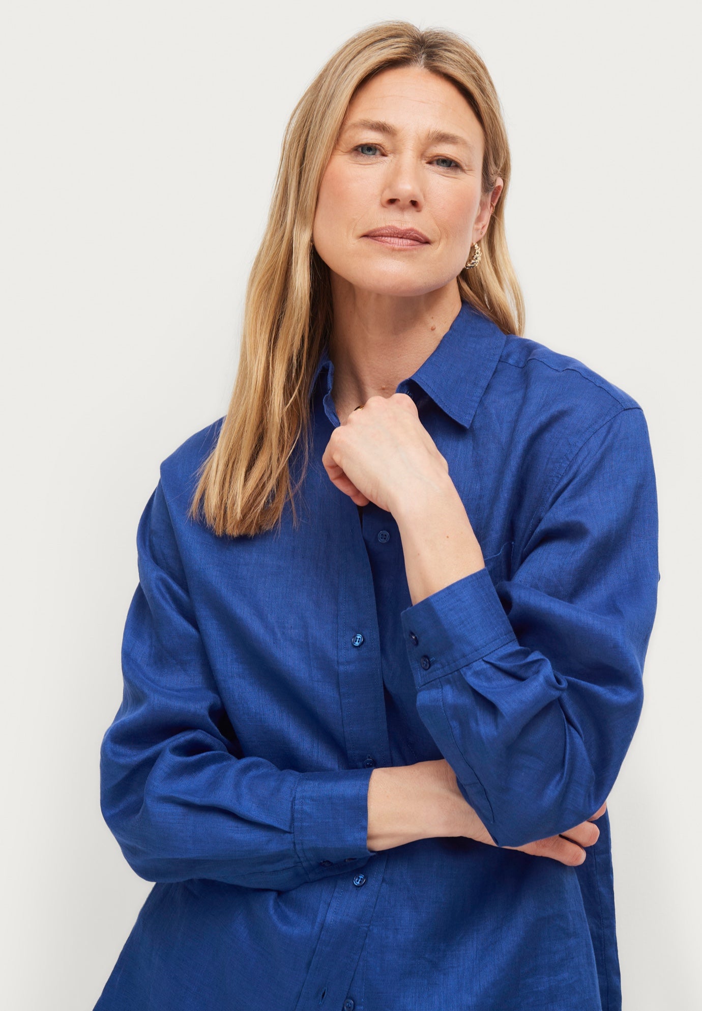 Oversized Linen-Blend Boyfriend Shirt image number 2