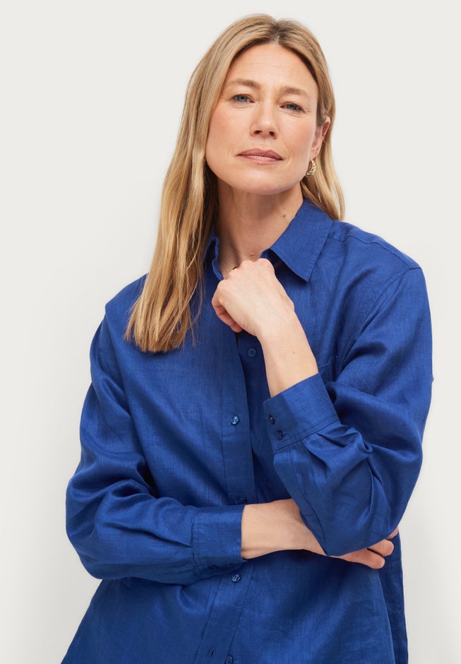 Oversized Linen-Blend Boyfriend Shirt image number 2