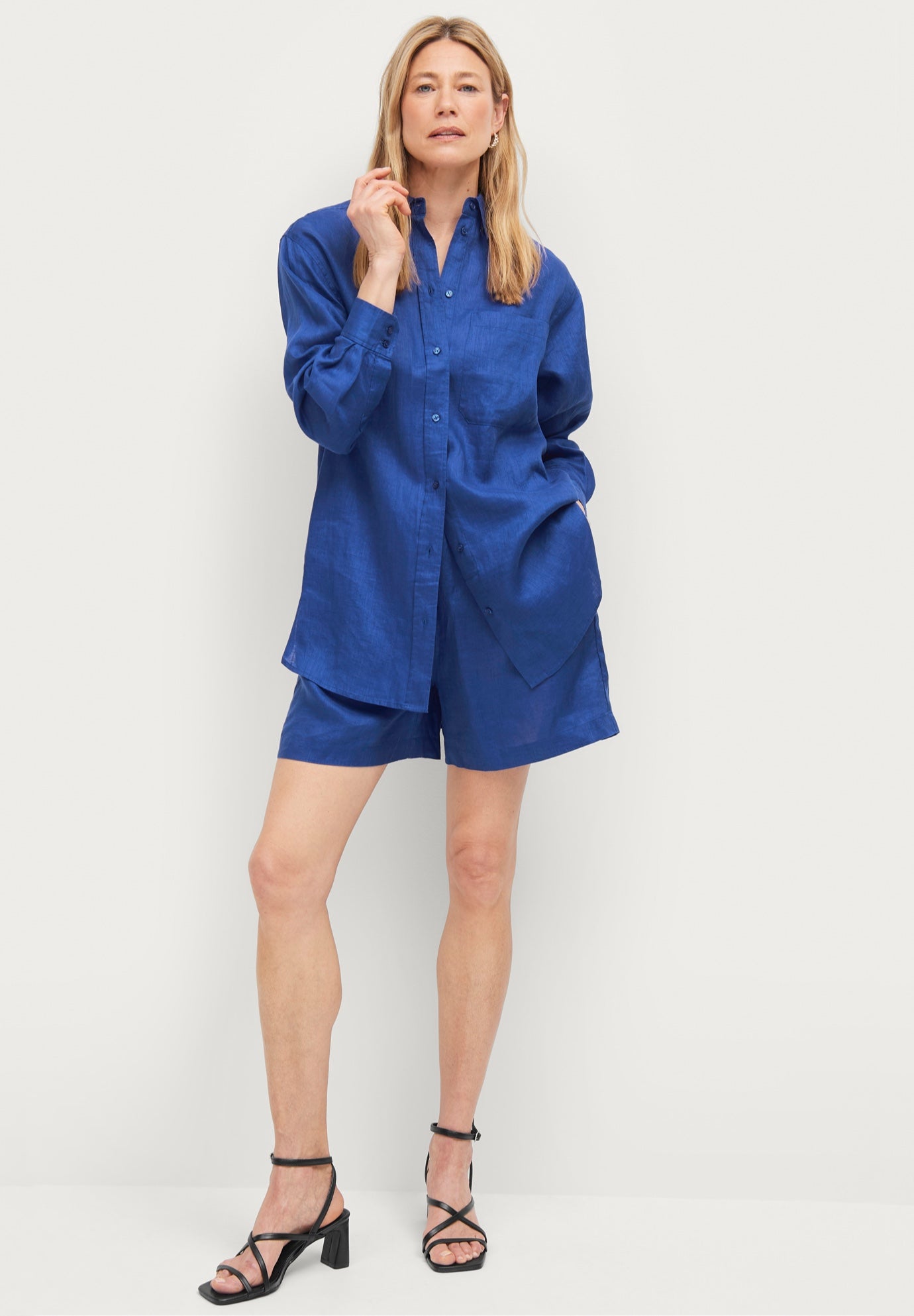 Oversized Linen-Blend Boyfriend Shirt image number 3