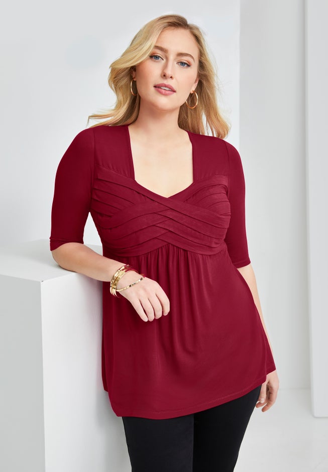 Stretch Knit Pleated Tunic image number 2