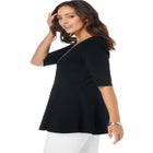 Stretch Cotton Peplum Tunic image number null