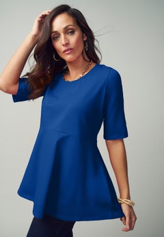 Stretch Cotton Peplum Tunic