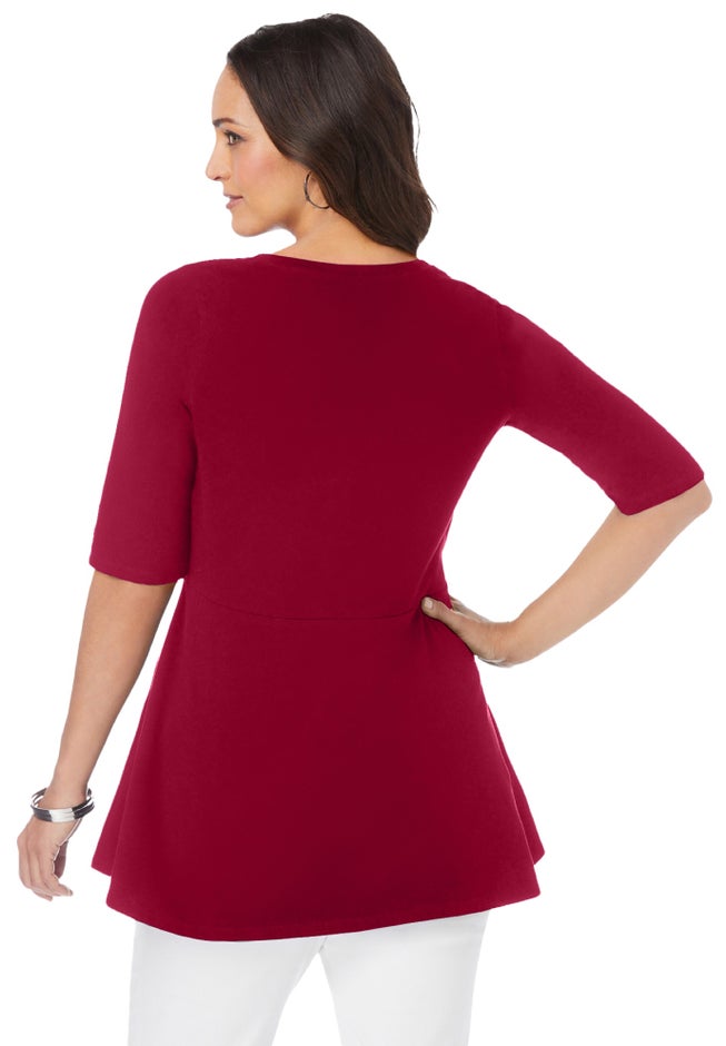 Stretch Cotton Peplum Tunic image number 2