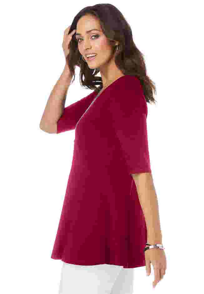 Stretch Cotton Peplum Tunic image number 2
