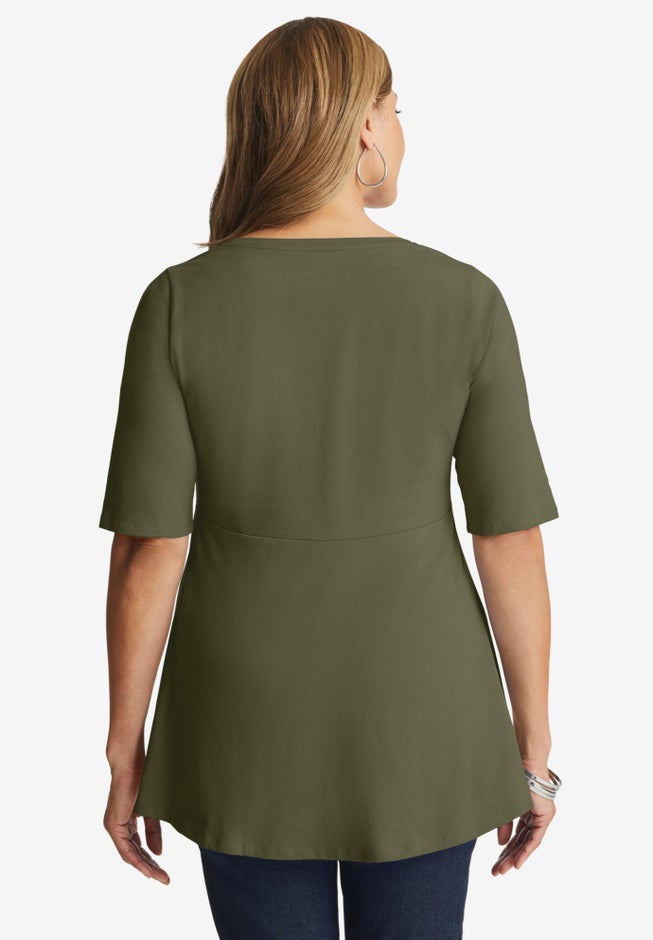 Stretch Cotton Peplum Tunic image number 2