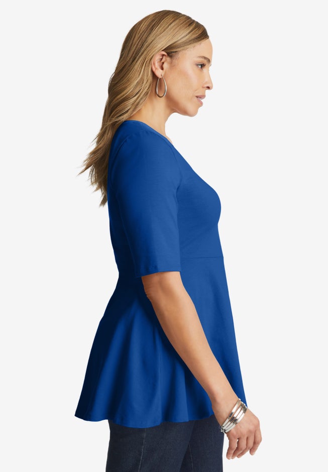 Stretch Cotton Peplum Tunic image number 2