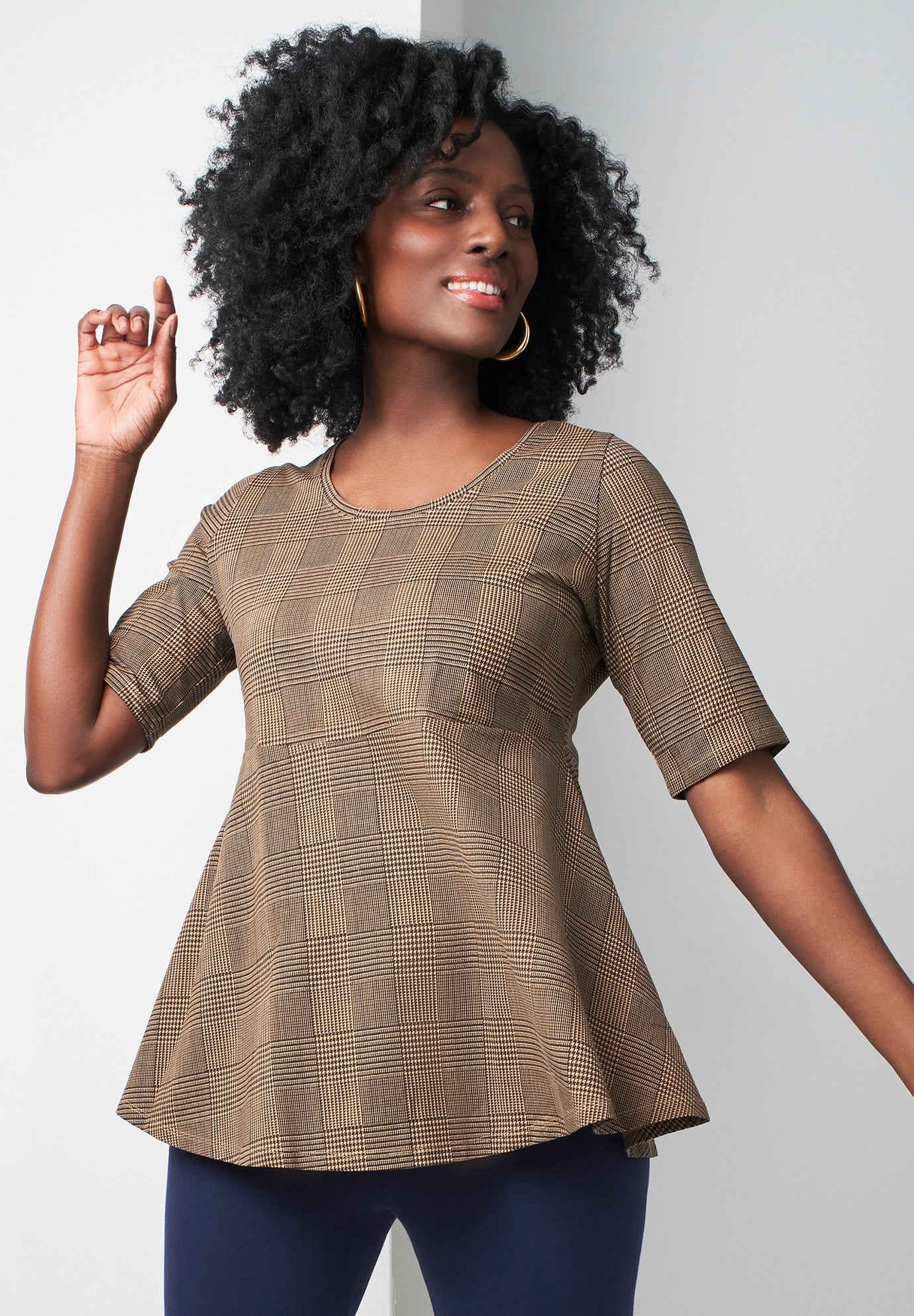 Stretch Cotton Peplum Tunic image number 0