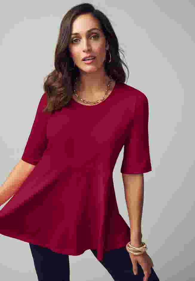 Stretch Cotton Peplum Tunic image number 0