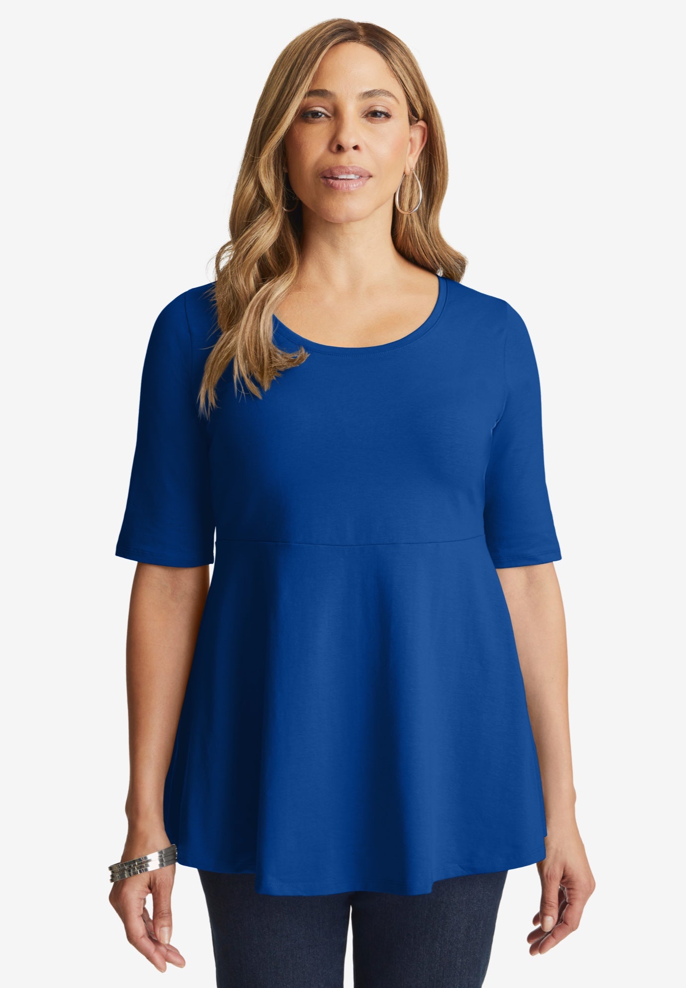 Stretch Cotton Peplum Tunic image number 1