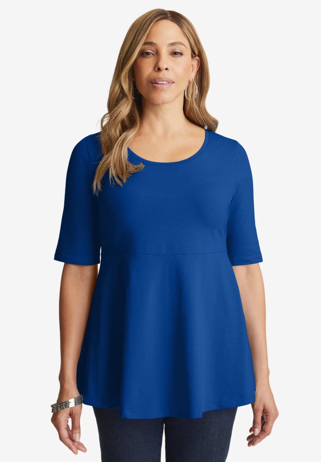 Stretch Cotton Peplum Tunic image number 1