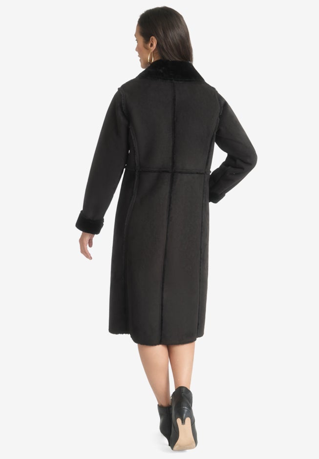 Faux Shearling Midi Coat image number 1