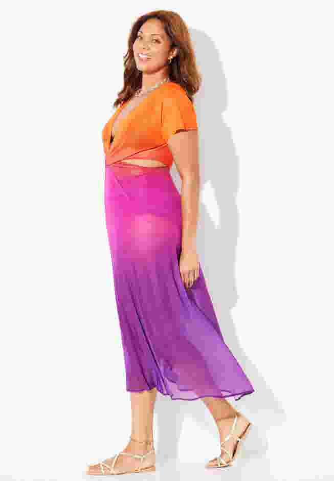 Twist Front Mesh Cut-Out Cover Up Dress image number 2