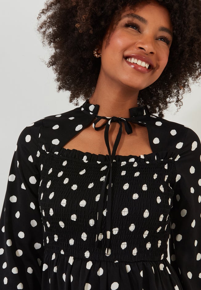 Long Sleeve Smocked Midi Dress image number 6