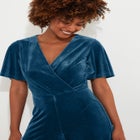 Flutter Sleeve Velvet Jumpsuit image number null