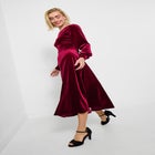Crew Neck Velvet Midi Dress image number 4