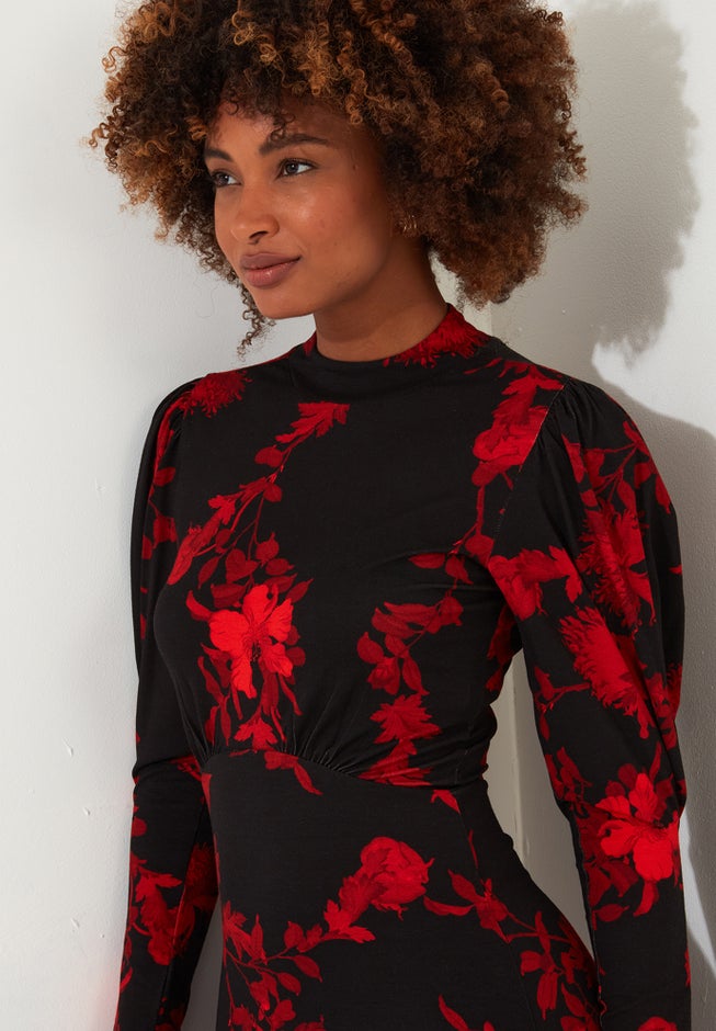 Stretch Knit Mockneck Maxi Dress image number 4