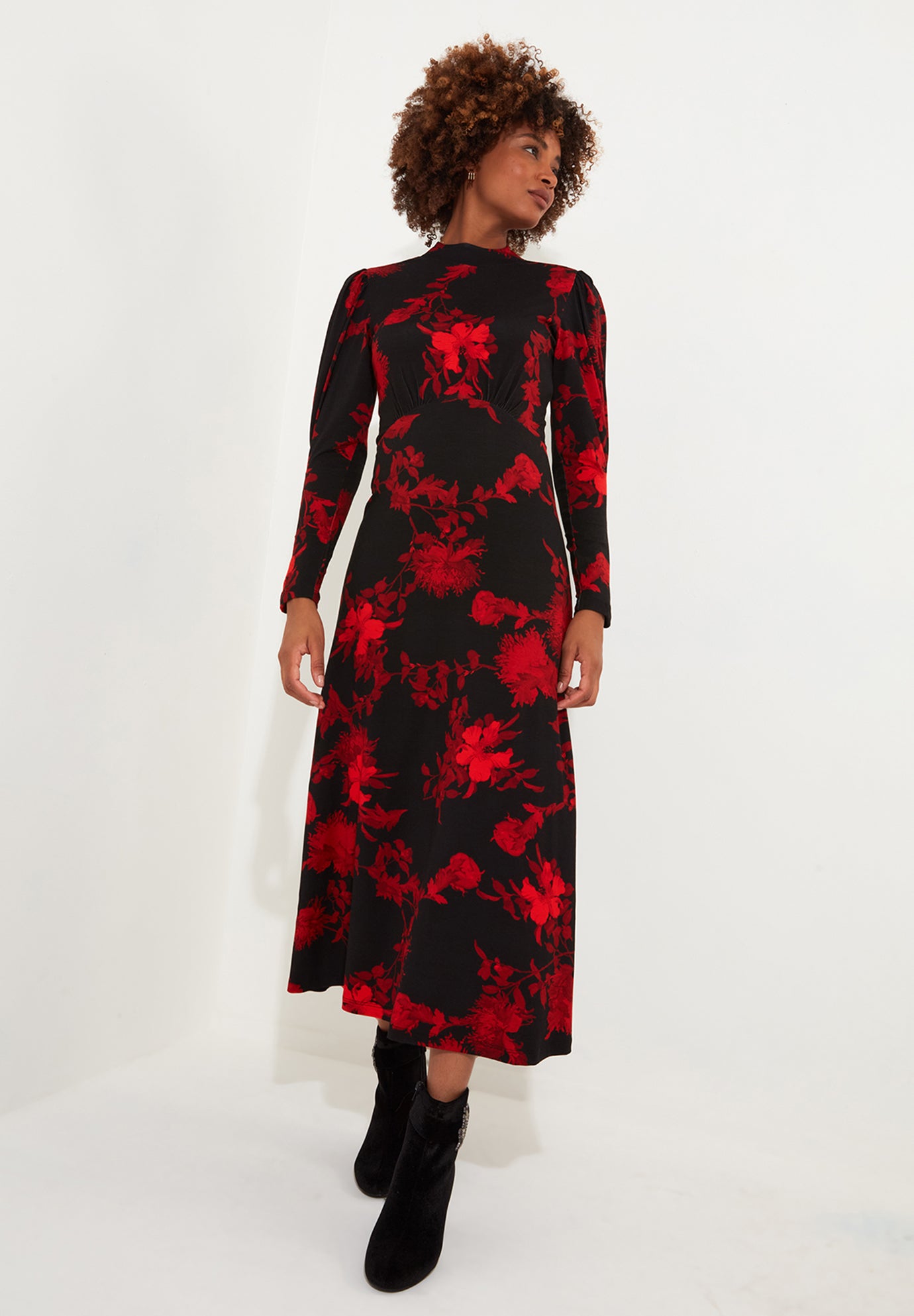 Stretch Knit Mockneck Maxi Dress image number 0