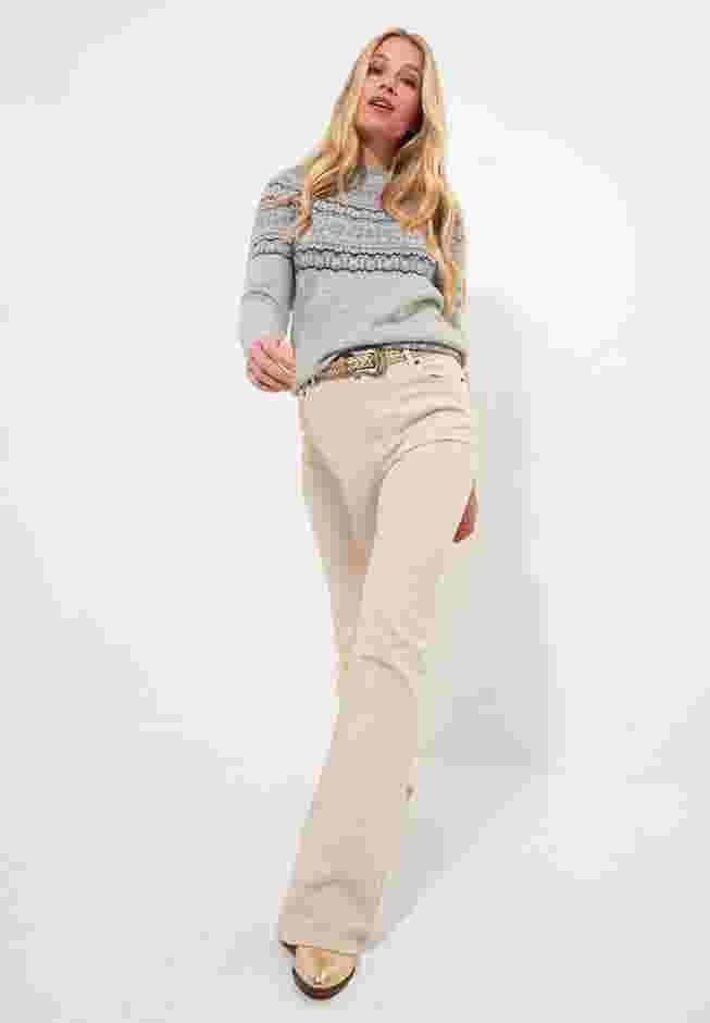 Fair Isle Rib Trim Crewneck Pullover image number 3