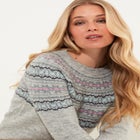 Fair Isle Rib Trim Crewneck Pullover image number null