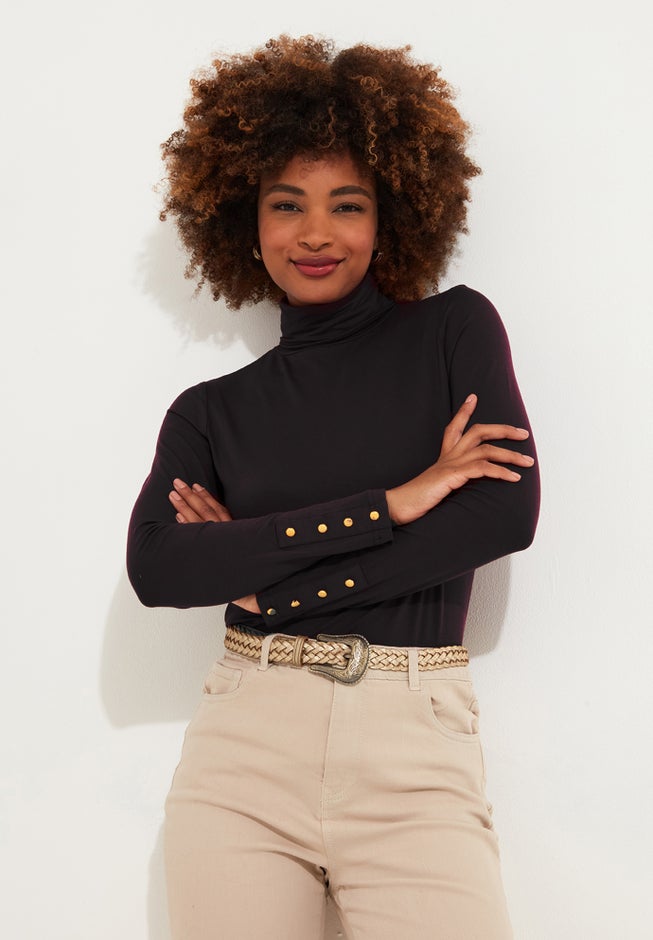 Stretch Knit Turtleneck Tee image number 2