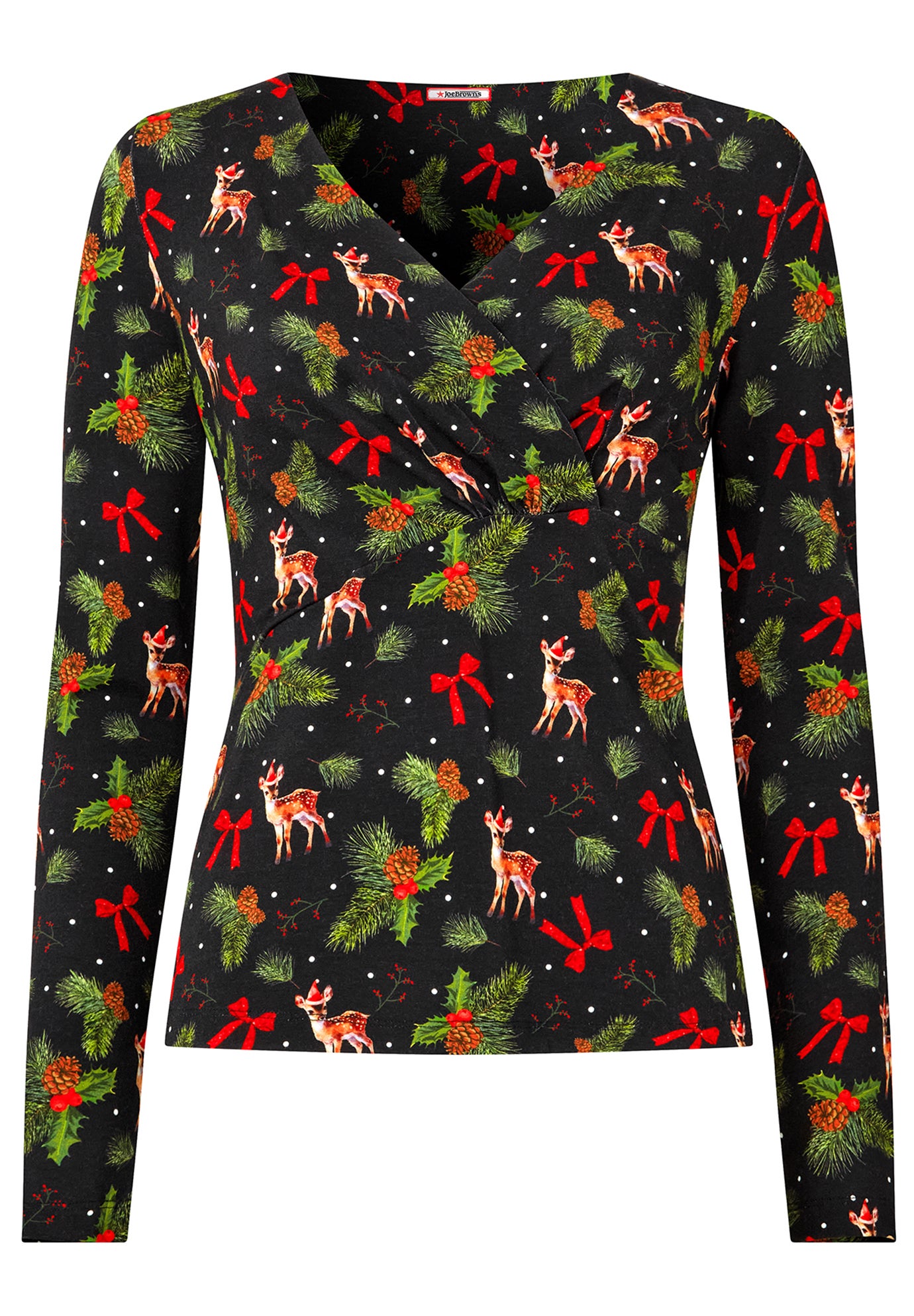 Stretch Knit Festive Wrap Top image number 1