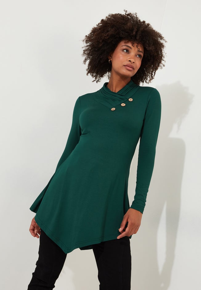 Stretch Knit Asymmetrical Tunic image number 0