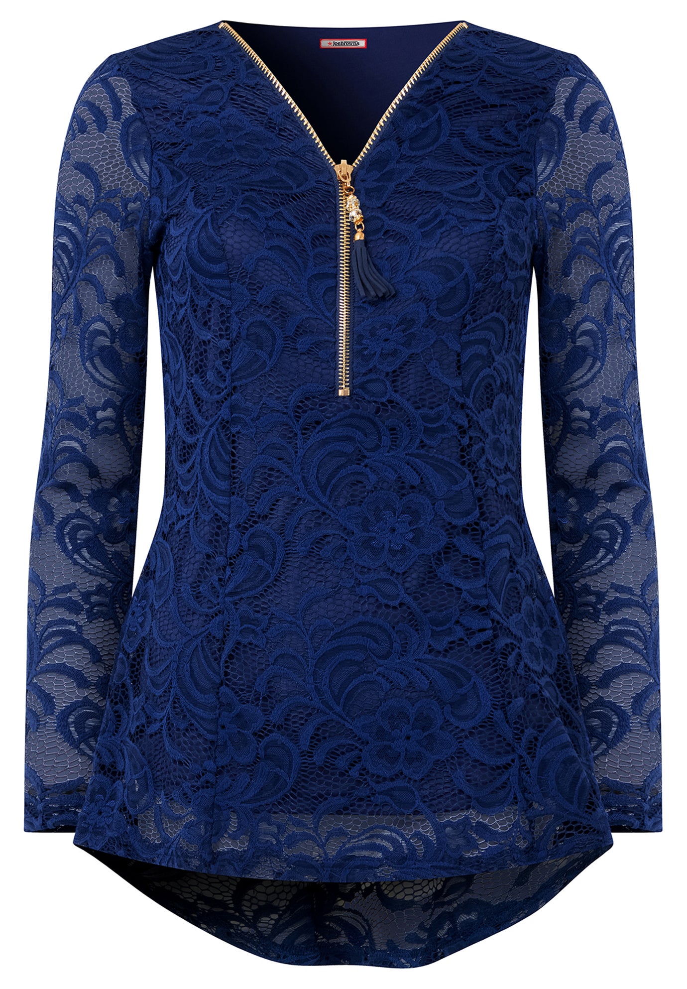 V-Neck Zip Lace Tunic image number 1