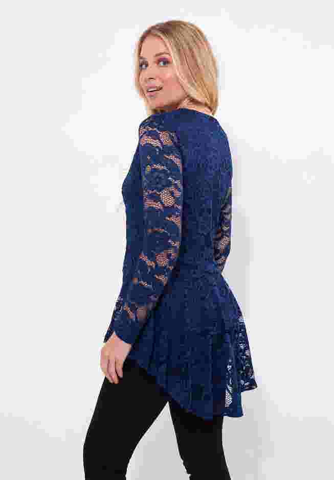V-Neck Zip Lace Tunic image number 3