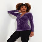 V-Neck Velvet Wrap Top image number null