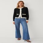 Boxy Gold Button Front Cardigan image number 1