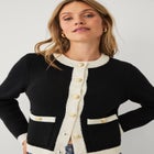 Boxy Gold Button Front Cardigan image number 0