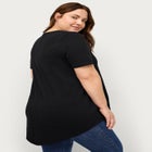 Cotton Jersey Slub V-Neck Inverted Pleat Tunic with Curved Hem image number 1