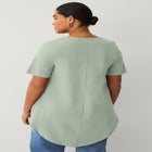 V-Neck Inverted Pleat Tunic with Curved Hem image number null