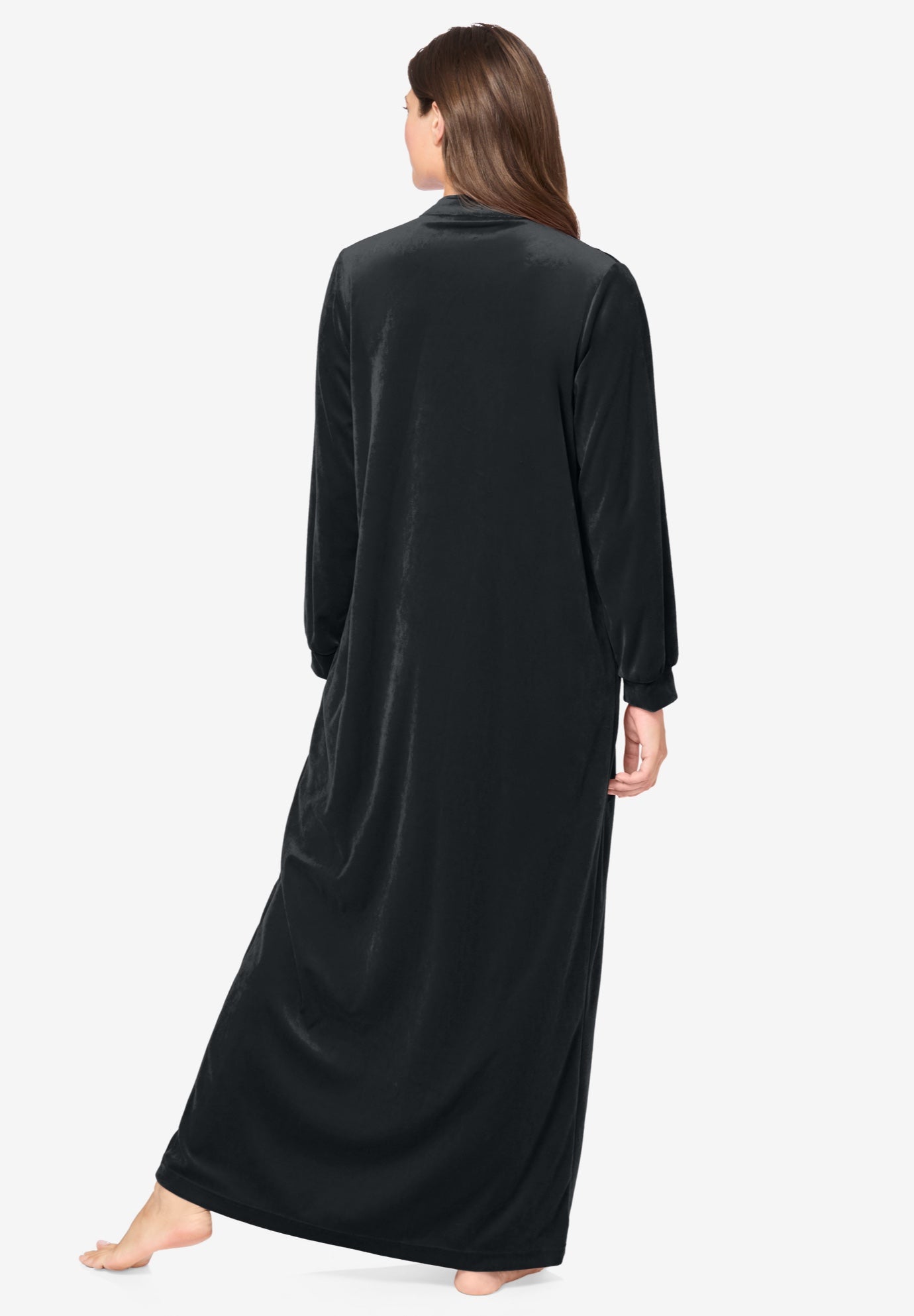 Smocked Velour Long Robe image number 1
