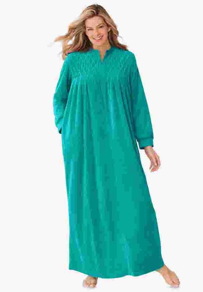 Smocked Velour Long Robe image number 0