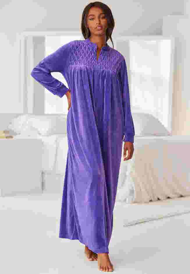 Smocked Velour Long Robe image number 6