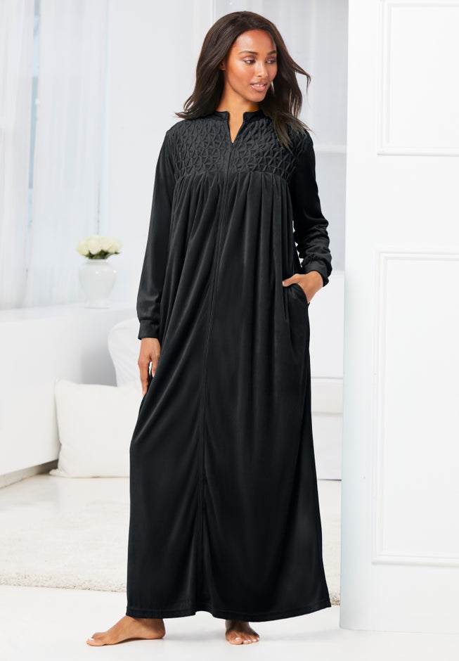 Smocked Velour Long Robe image number 0