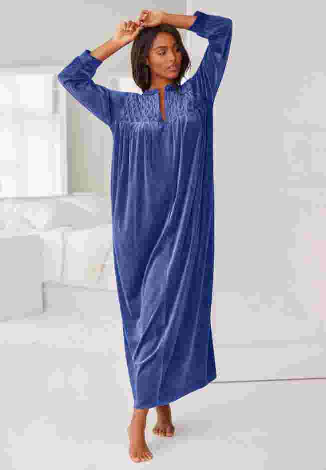 Smocked Velour Long Robe image number 0