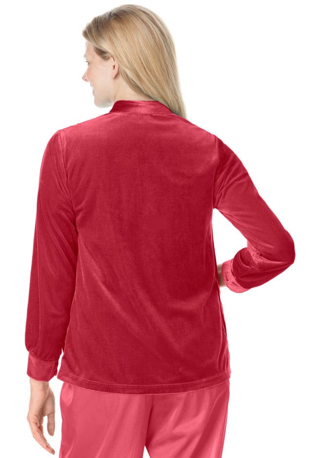 Smocked velour 25" bed jacket by Only Necessities® image number null