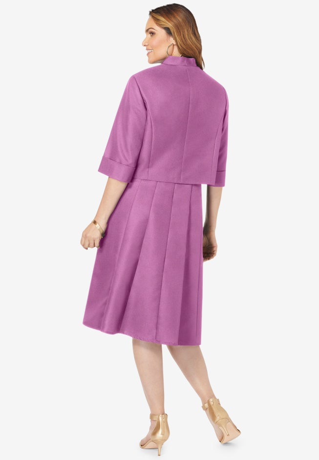 Plus Size Elbow Sleeve Fit-and-Flare Dress with Bolero Jacket &ndash; 2-Piece Suit image number 2