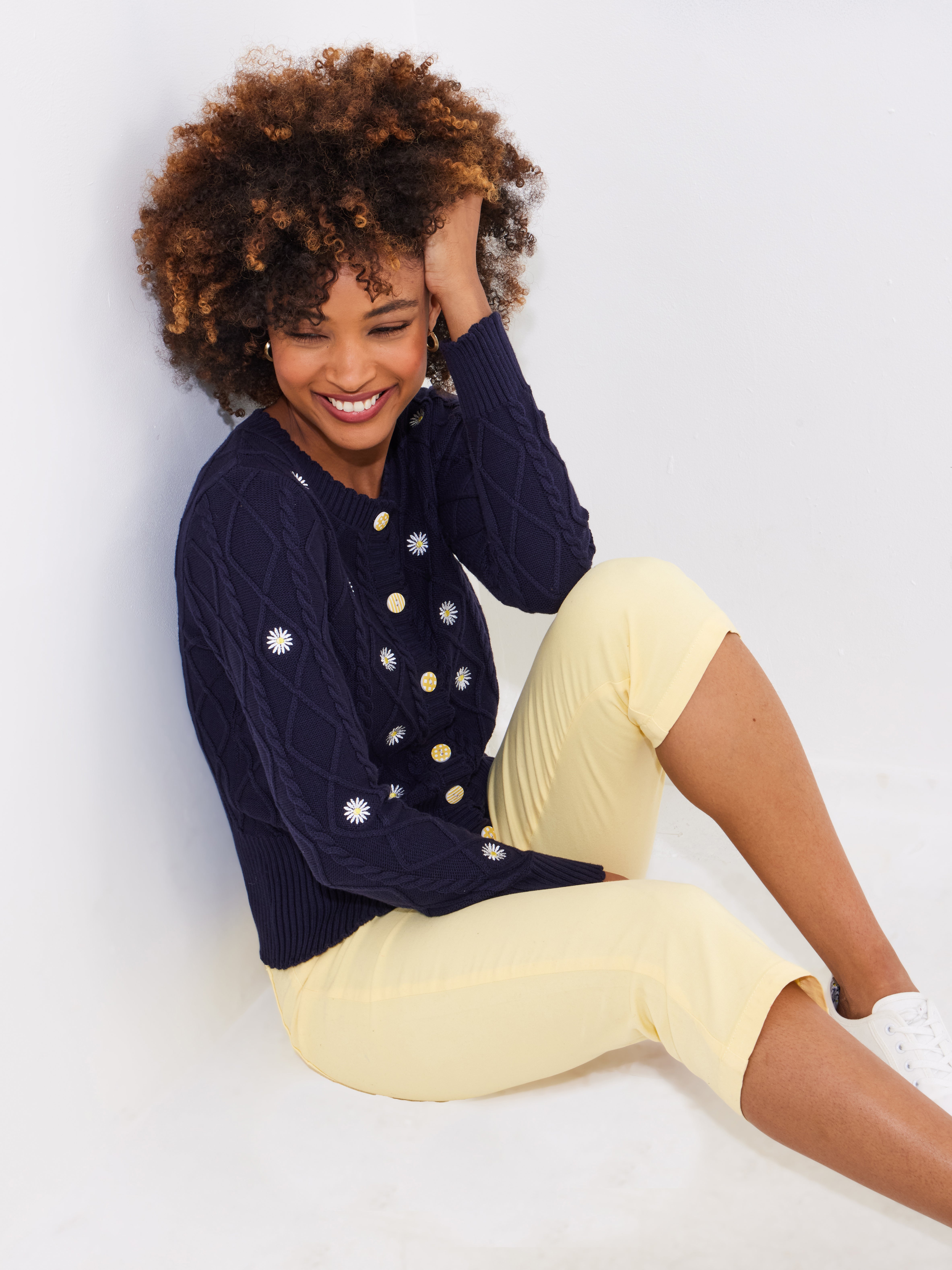 Embroidered Cable Cardigan image number 0